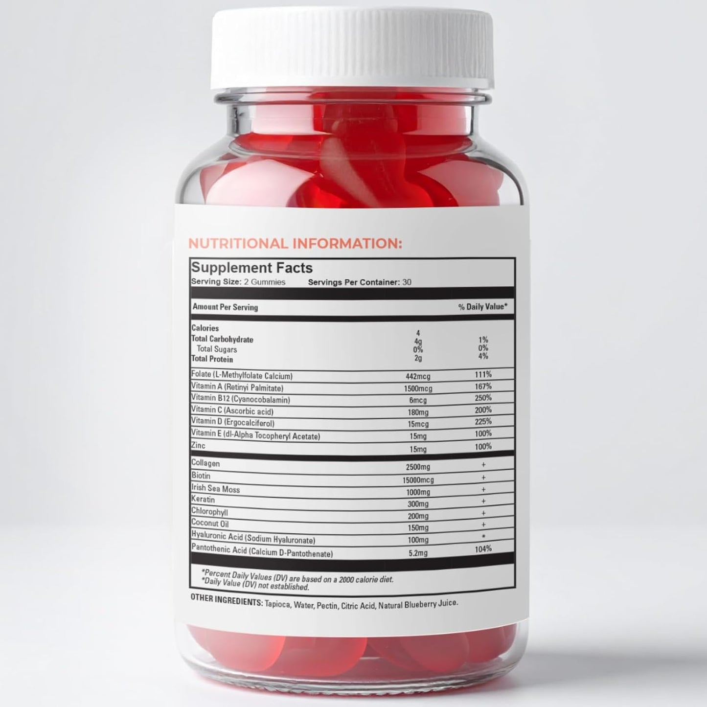 Ebony Medical 7 Day Thinning Hair Growth Formula Gummies – Biotin Collagen Keratin Irish Sea Moss and Vitamins for Stronger Thicker Hair Skin and Nails – 60 Gummies