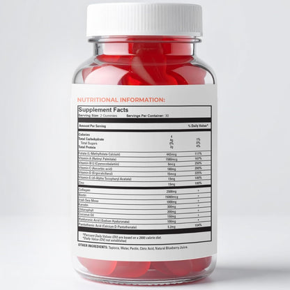 Ebony Medical 7 Day Thinning Hair Growth Formula Gummies – Biotin Collagen Keratin Irish Sea Moss and Vitamins for Stronger Thicker Hair Skin and Nails – 60 Gummies