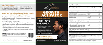 Ebony Medical Hair Growth Activator – Advanced Men’s Hair Loss Formula Supports Thicker Fuller Hair Biotin Saw Palmetto and DHT Blocker Supplement - 60 Capsules