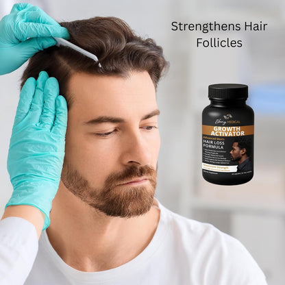Ebony Medical Hair Growth Activator – Advanced Men’s Hair Loss Formula Supports Thicker Fuller Hair Biotin Saw Palmetto and DHT Blocker Supplement - 60 Capsules